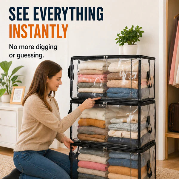 🔥LAST DAY 50% OFF📦Large Heavy-Duty Thick Plastic Clear Storage Bag for Clothes, Moving & Storage big sale